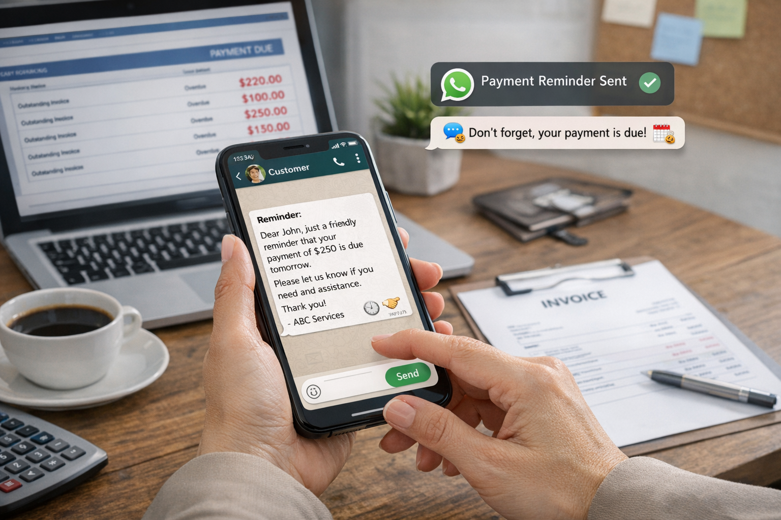 WhatsApp message for payment reminder